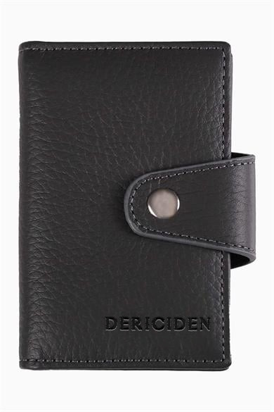 Hakiki Deri RFID Korumalı Akordiyon Kartlık 415 - Antrasit