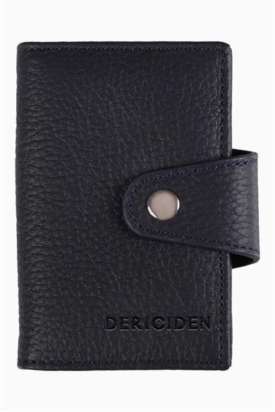 Hakiki Deri RFID Korumalı Akordiyon Kartlık 415 - Lacivert