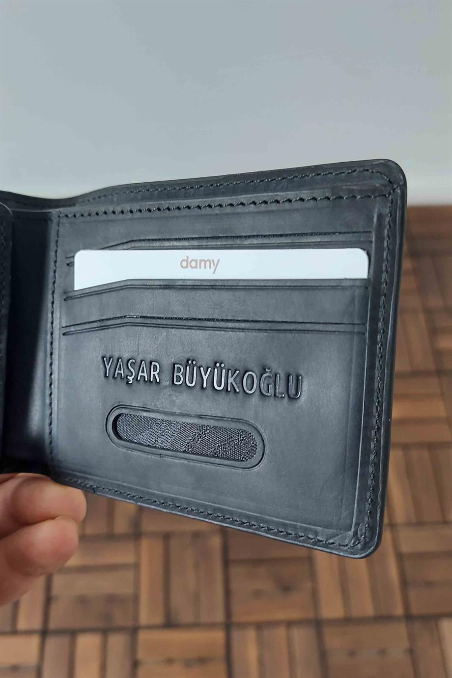 Hakiki Deri RFID Korumalı Erkek Cüzdan 390 - Siyah — görsel 5