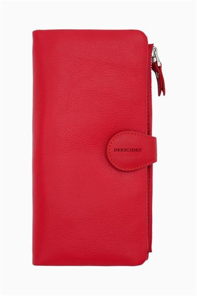 Hakiki Deri RFID Korumalı Kadın Cüzdan 958 - Kırmızı
