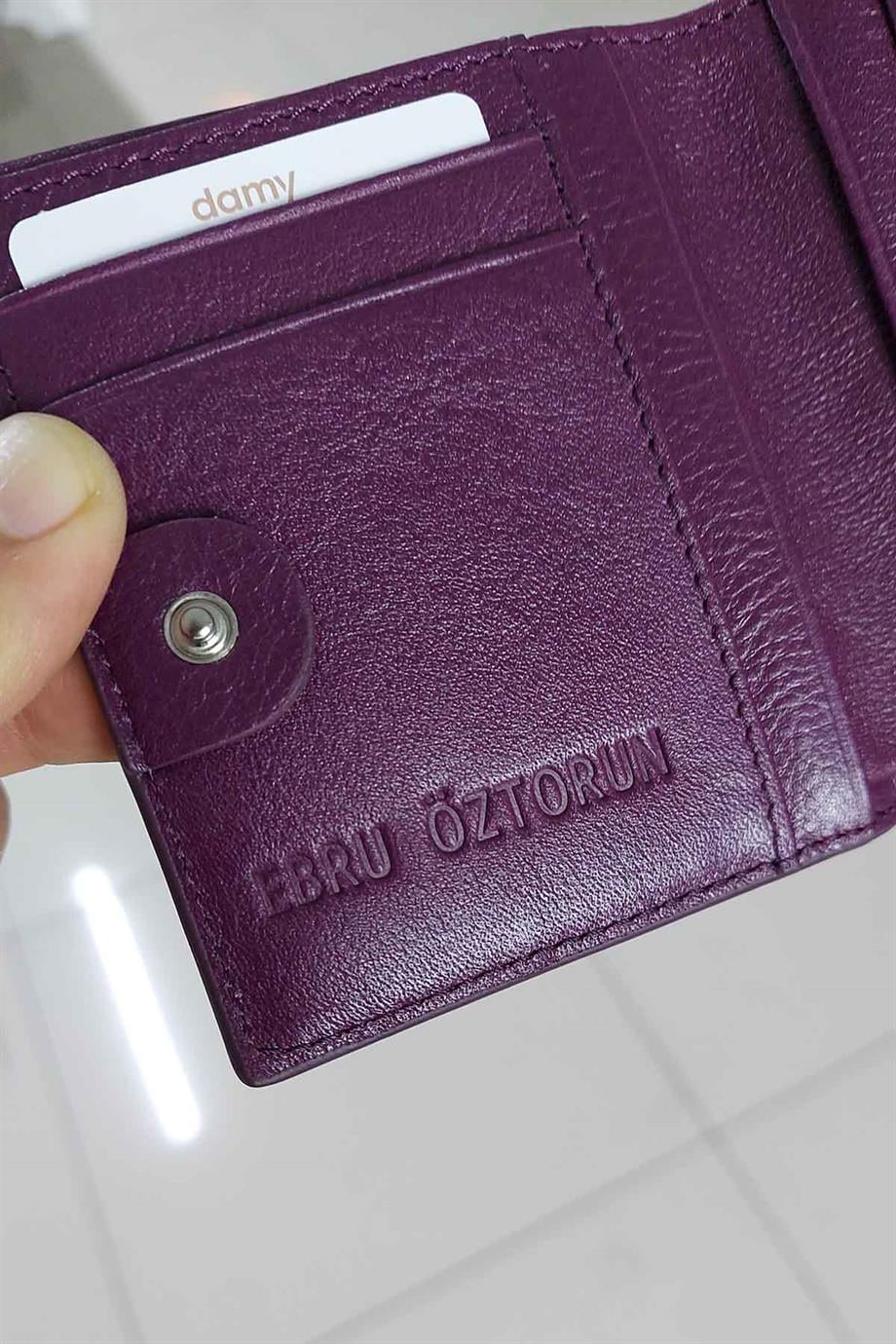 Hakiki Deri Kadın Mini Cüzdan 906 - Mürdüm