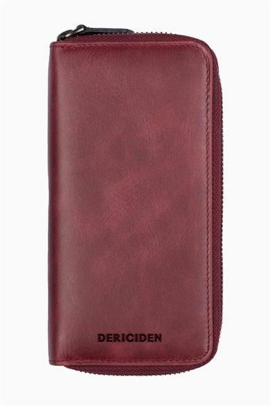 Hakiki Deri RFID Korumalı Telefon Bölmeli El Portföyü 833 - Bordo