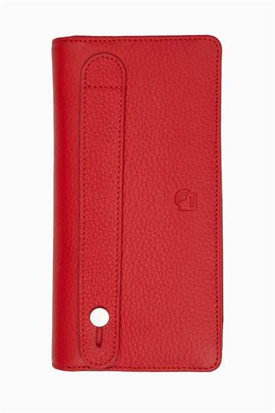 Hakiki Deri RFID Korumalı Telefonlu El Portföyü 804 - Kırmızı