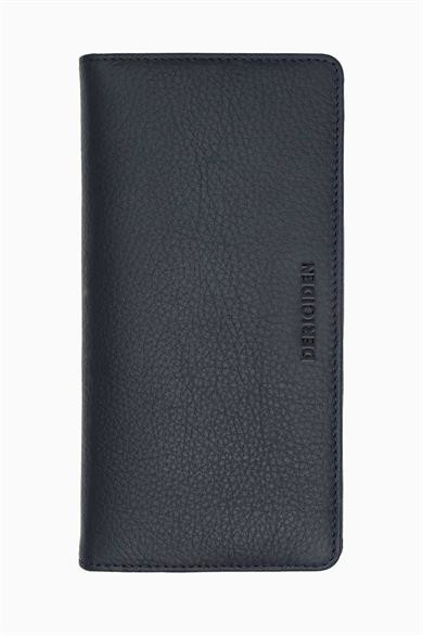 Hakiki Deri RFID Korumalı Telefonlu El Portföyü 804 - Lacivert