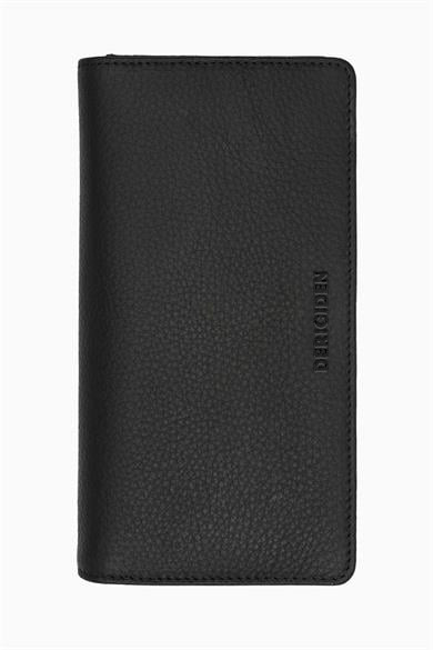 Hakiki Deri RFID Korumalı Telefonlu El Portföyü 804 - Siyah