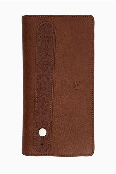 Hakiki Deri RFID Korumalı Telefonlu El Portföyü 804 - Taba