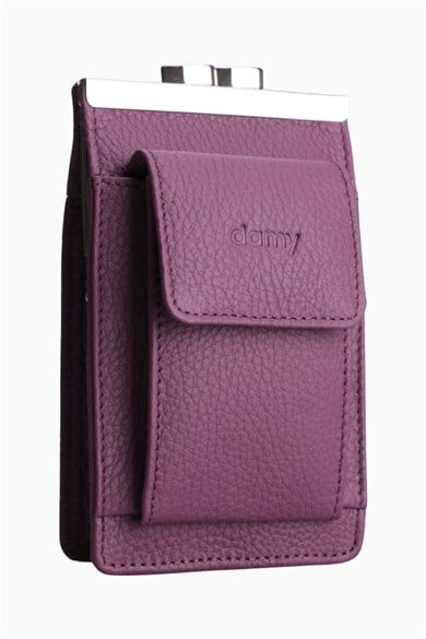 Hakiki Deri Unisex Kartlıklı Sigaralık 701 - Mürdüm