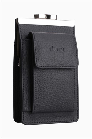 Hakiki Deri Unisex Kartlıklı Sigaralık 701 - Siyah