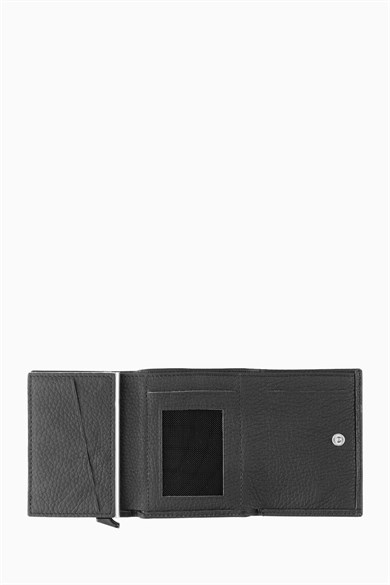 Hakiki Deri Unisex Mekanizmalı Cüzdan 626MG - Siyah