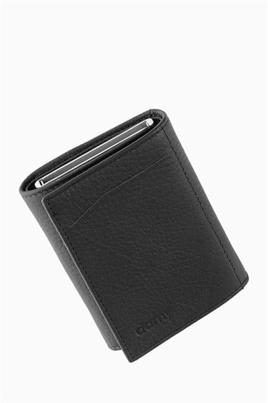Hakiki Deri Unisex Mekanizmalı Cüzdan 626MG - Siyah