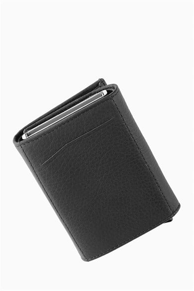 Hakiki Deri Unisex Mekanizmalı Cüzdan 626MG - Siyah