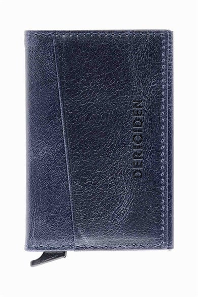 Hakiki Deri Unisex Mekanizmalı Kartlık 611CR - Lacivert